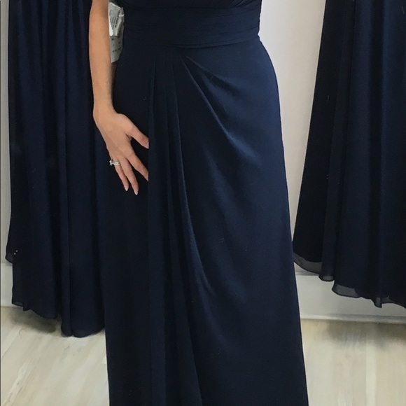 Bill Levkoff 749 Navy Bridesmaid Dress - Picture 7 of 8